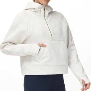 Lululemon Women's Ivory Scuba Oversized 1/2 Zip Hoodie Size M/L